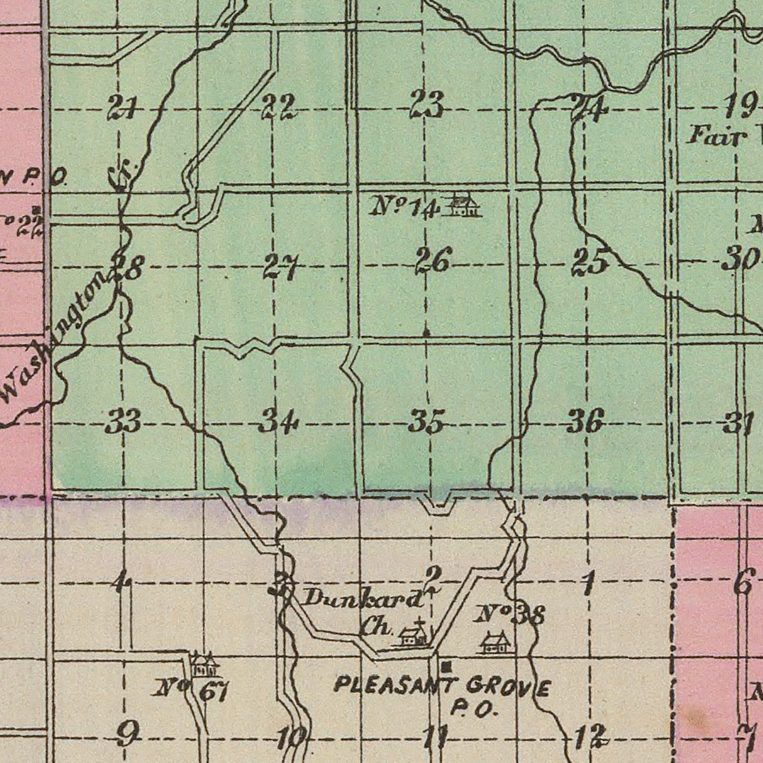 Vintage Map of Douglas County, Kansas 1887