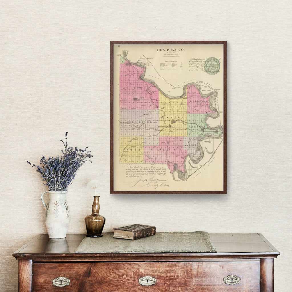 Vintage Map of Doniphan County, Kansas 1887