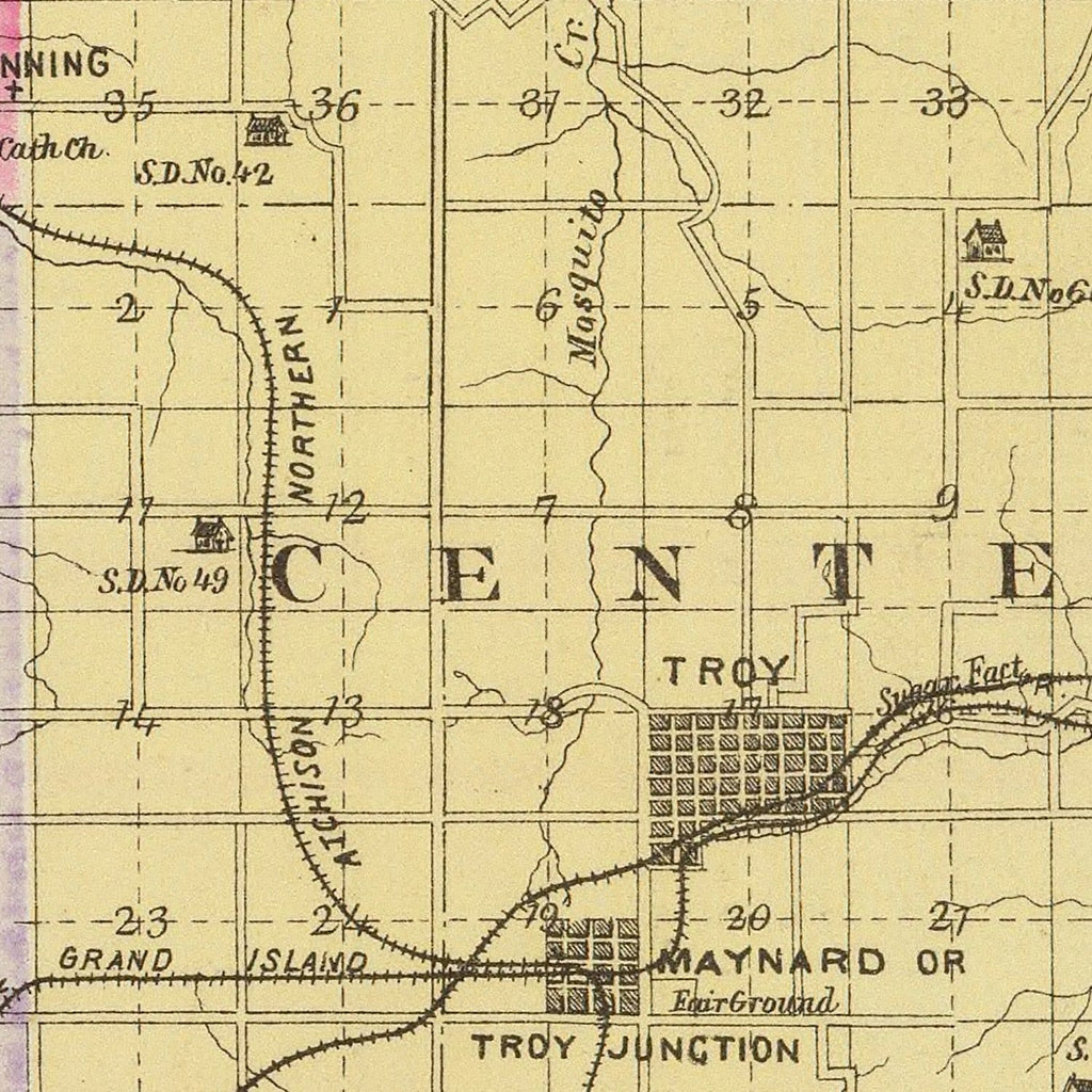 Vintage Map of Doniphan County, Kansas 1887