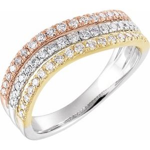 14K White/Yellow/Rose Gold 1/2 CTW Natural Diamond Stacked Ring