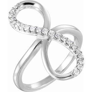 14K White Gold 1/4 CTW Natural Diamond Infinity-Inspired Ring
