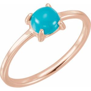 14K Rose Gold 6 mm Round Natural Turquoise Cabochon Ring