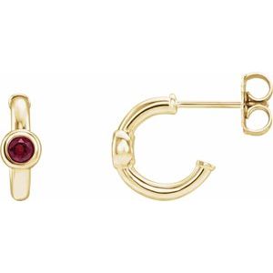 14K Yellow Gold Lab-Grown Ruby Huggie Hoop Earrings