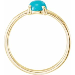 14K Yellow Gold 6 mm Round Natural Turquoise Cabochon Ring