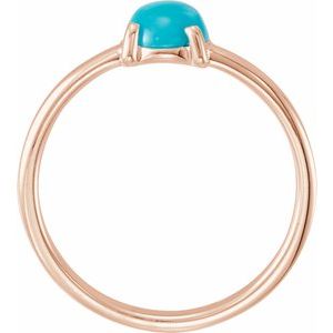 14K Rose Gold 6 mm Round Natural Turquoise Cabochon Ring