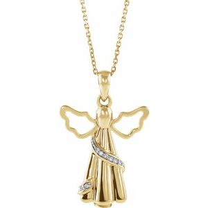 10K Yellow Gold .03 CTW Natural Diamond Angel Ash Holder 18" Necklace