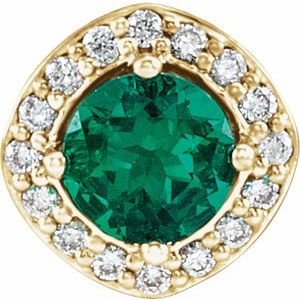 14K Yellow Gold Lab-Grown Emerald & .08 CTW Natural Diamond Pendant