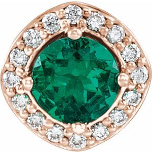 14K Rose Gold Lab-Grown Emerald & .08 CTW Natural Diamond Pendant