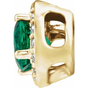 14K Yellow Gold Lab-Grown Emerald & .08 CTW Natural Diamond Pendant