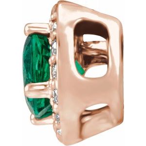 14K Rose Gold Lab-Grown Emerald & .08 CTW Natural Diamond Pendant