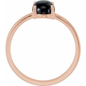 14K Rose Gold 9x7 mm Oval Natural Black Onyx Cabochon Ring