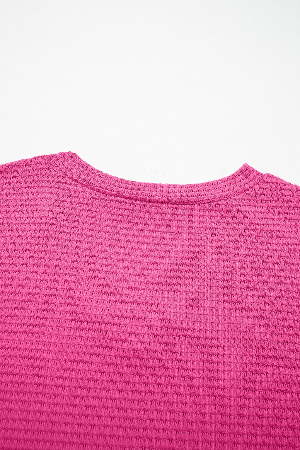 Solid Waffle Knit V-Neck Short Sleeve Top