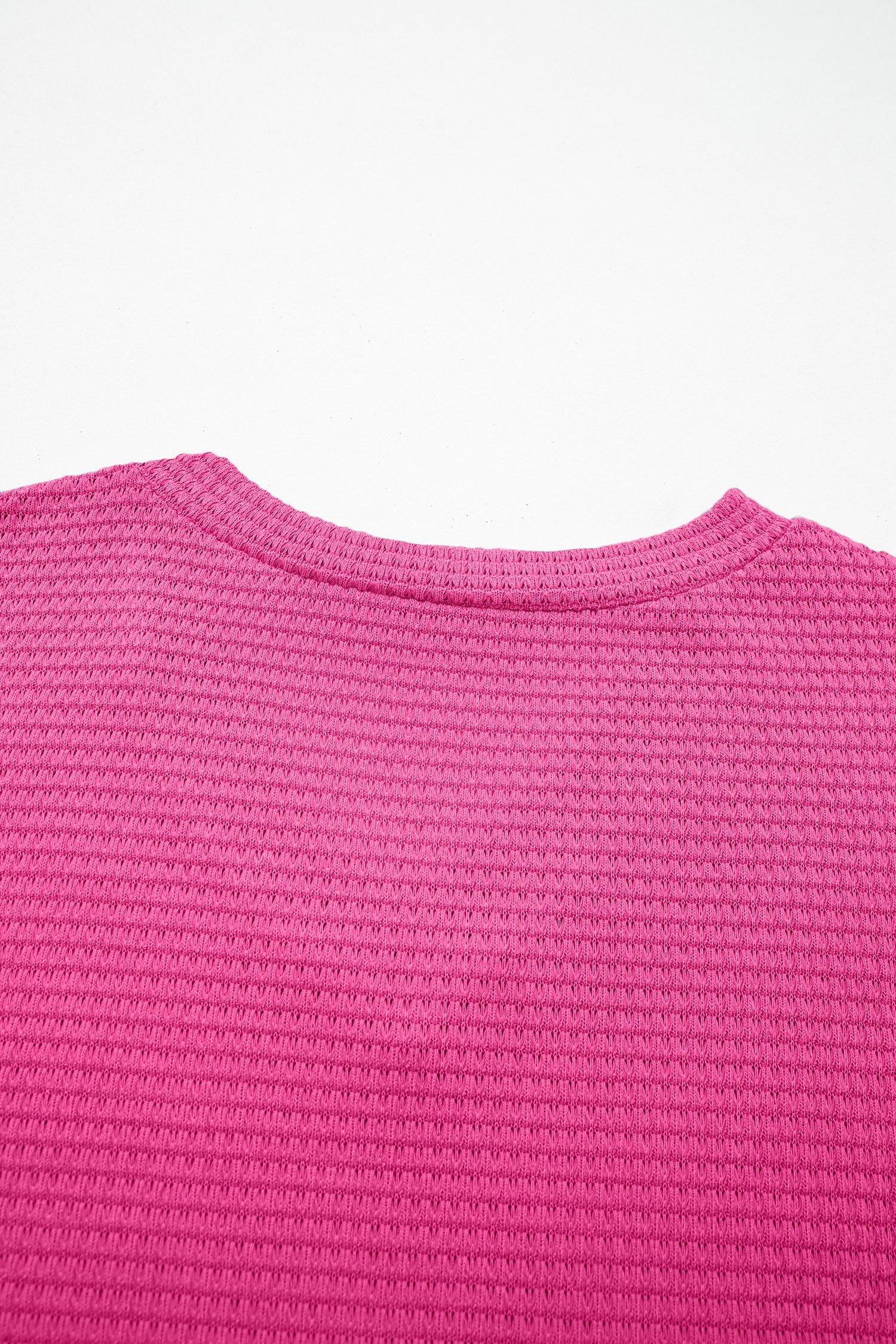Solid Waffle Knit V-Neck Short Sleeve Top