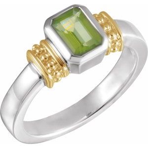 Sterling Silver & 14K Yellow Gold Natural Peridot Ring