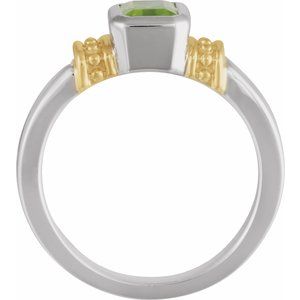 Sterling Silver & 14K Yellow Gold Natural Peridot Ring