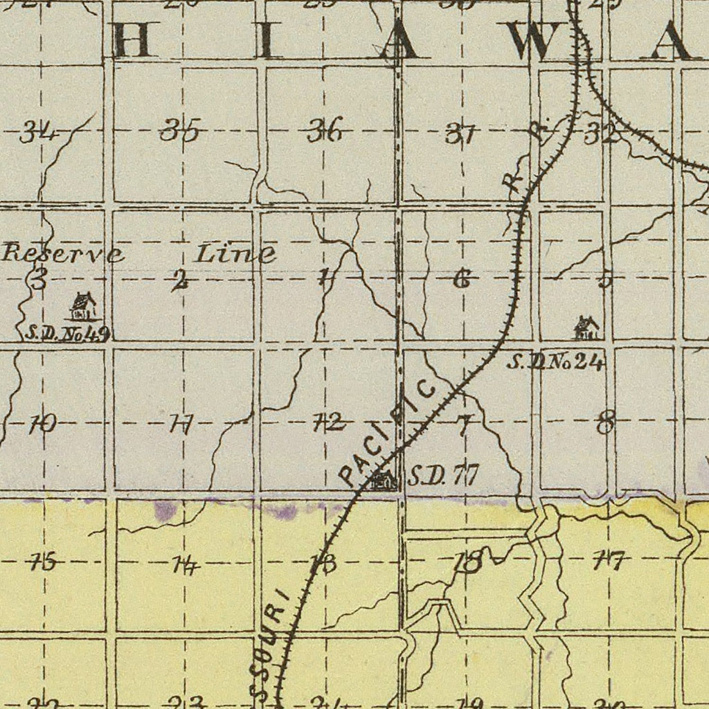 Vintage Map of Brown County, Kansas 1887