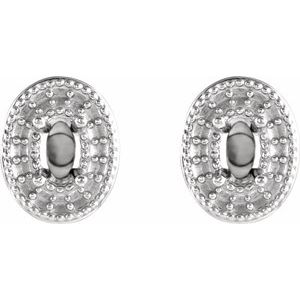 Sterling Silver 5x3 mm Oval 4-Prong Halo-Style Earring Mounting – image 2