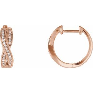14K Rose Gold 1/5 CTW Natural Diamond Infinity-Inspired 15.8 mm Hoop Earrings