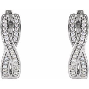 14K White Gold 1/5 CTW Natural Diamond Infinity-Inspired 15.8 mm Hoop Earrings