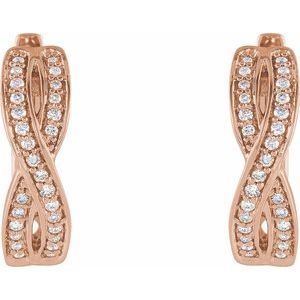 14K Rose Gold 1/5 CTW Natural Diamond Infinity-Inspired 15.8 mm Hoop Earrings – image 2