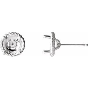 14K White Gold 7 mm Rope Earring Mounting