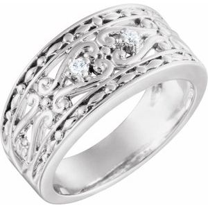14K White Gold .05 CT Natural Diamond Ring