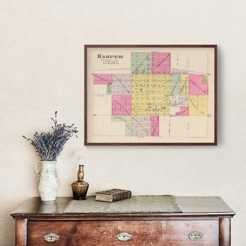 Vintage Map of Harper County, Kansas 1887