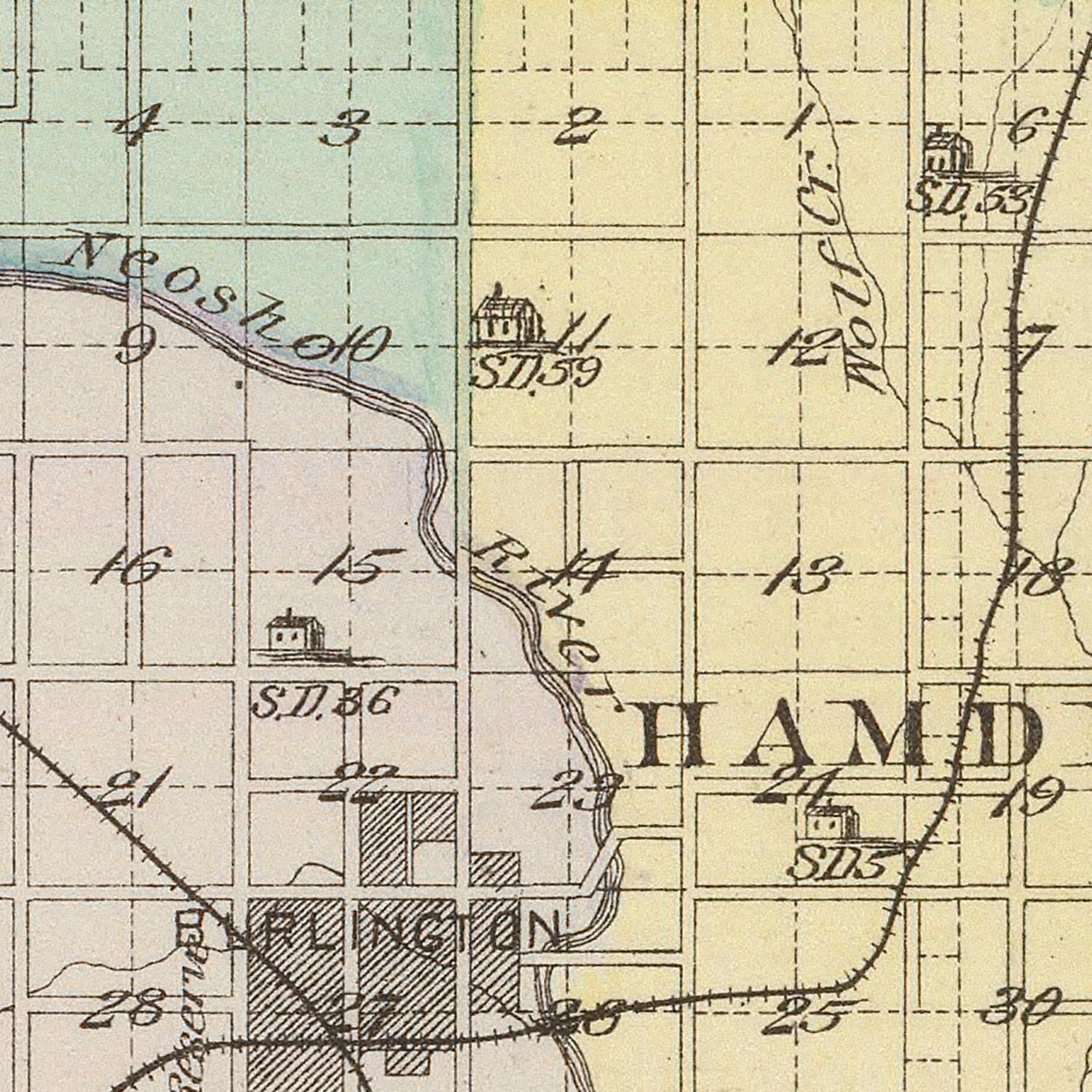 Vintage Map of Coffey County, Kansas 1887