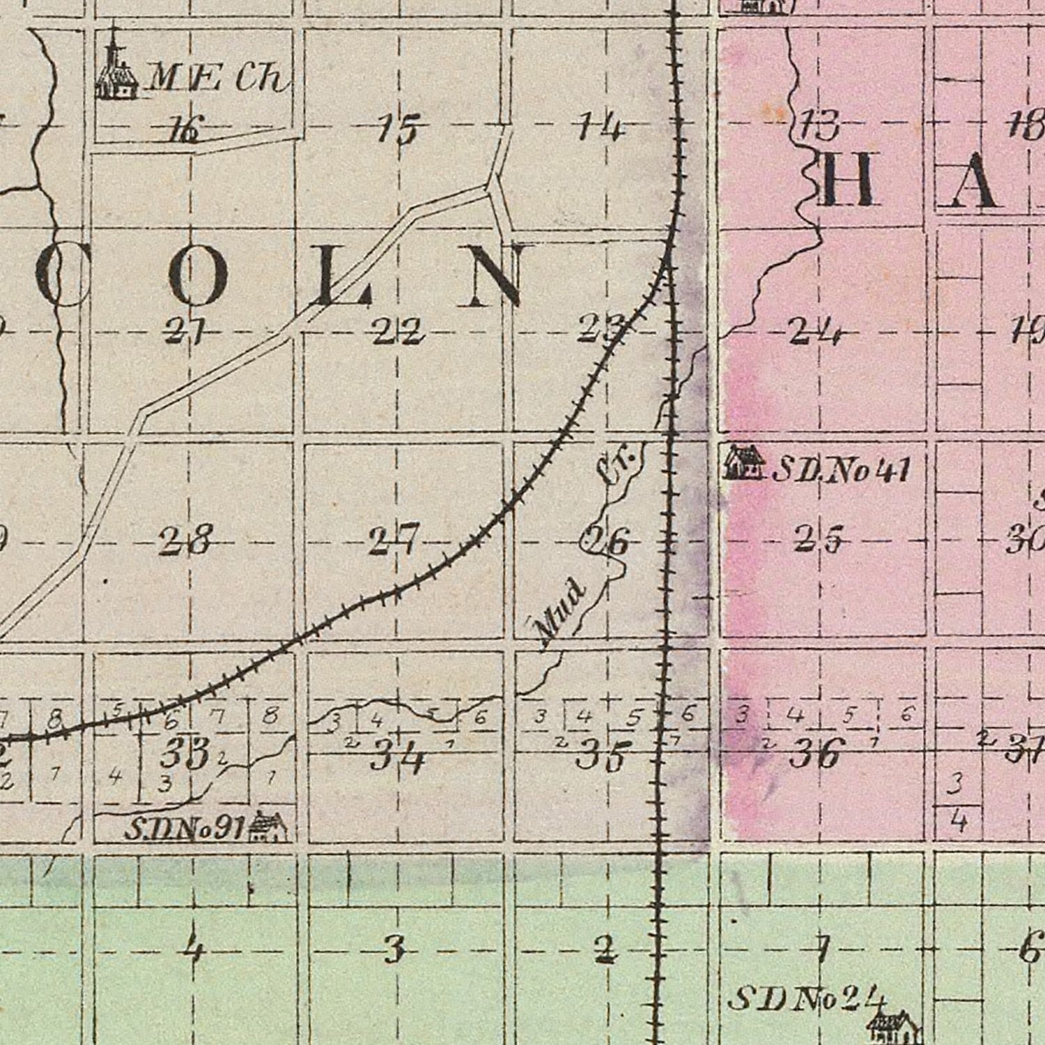 Vintage Map of Franklin County, Kansas 1887