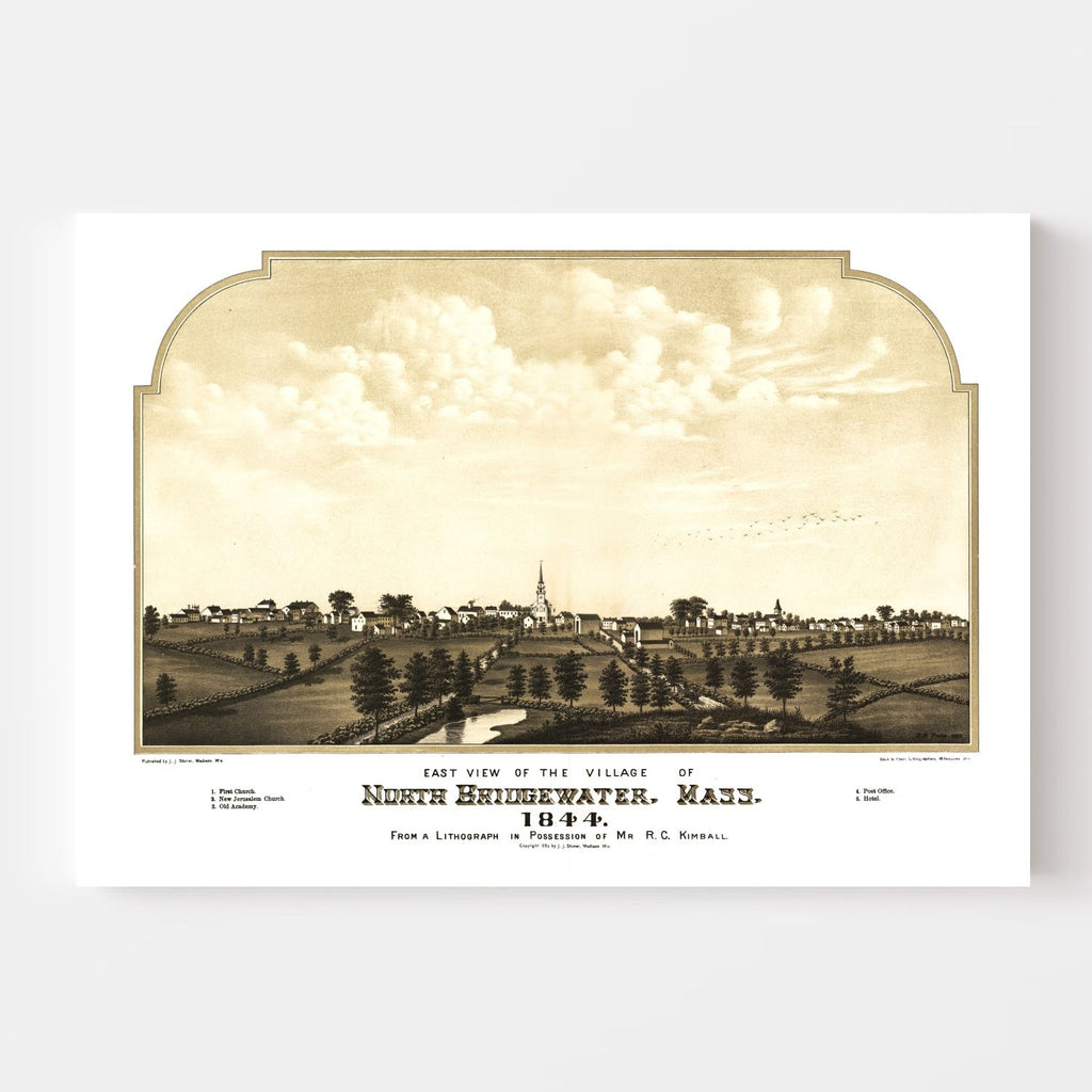 Vintage Map of North Bridgewater, Massachusetts 1882