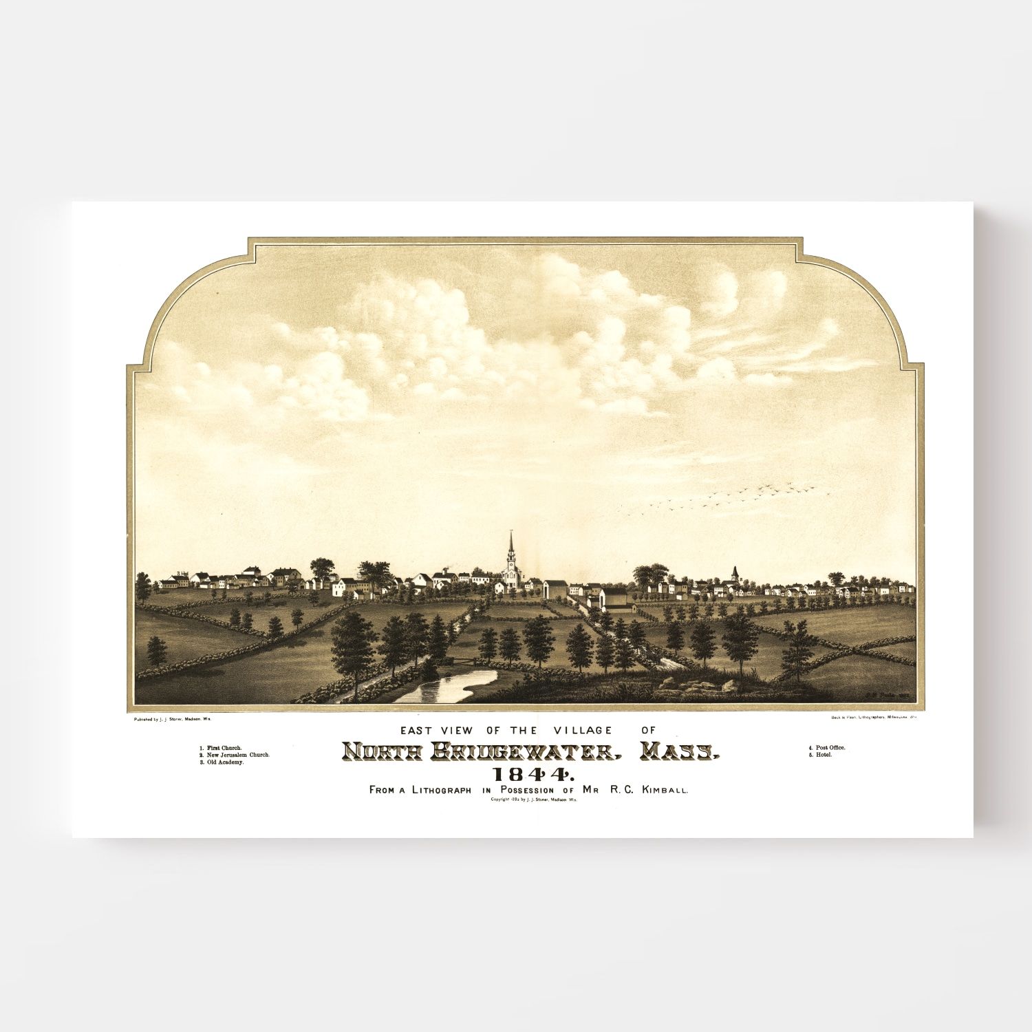 Vintage Map of North Bridgewater, Massachusetts 1882