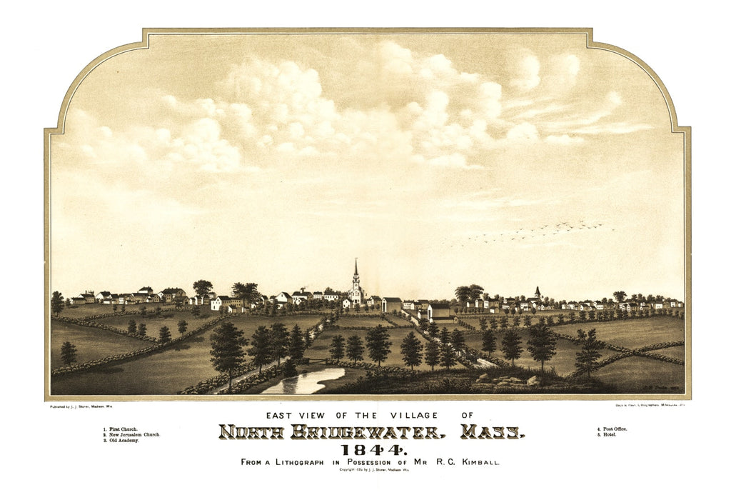 Vintage Map of North Bridgewater, Massachusetts 1882