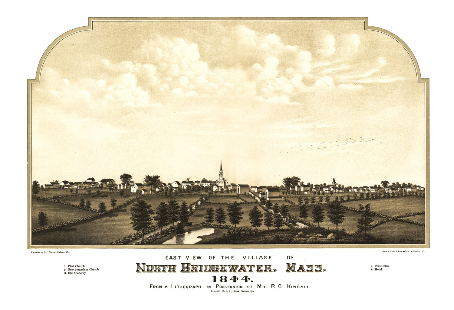 Vintage Map of North Bridgewater, Massachusetts 1882