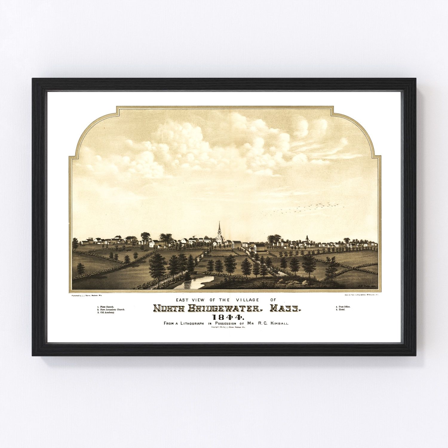 Vintage Map of North Bridgewater, Massachusetts 1882