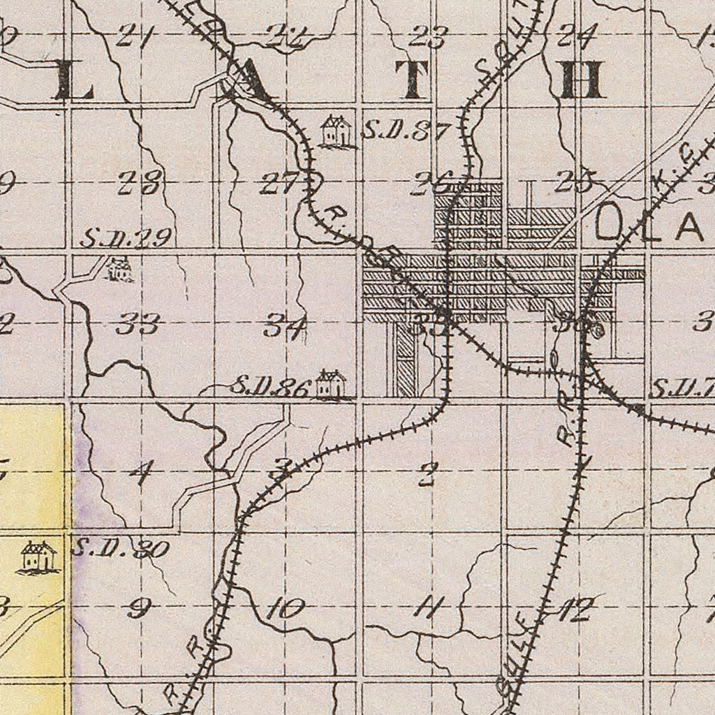 Vintage Map of Johnson County, Kansas 1887