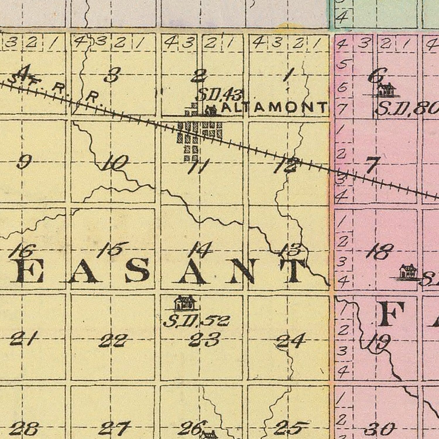 Vintage Map of Labette County, Kansas 1887
