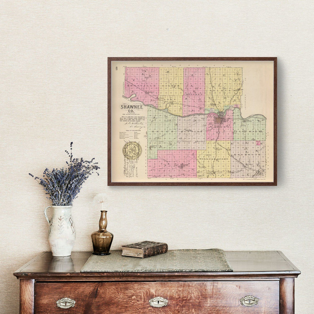 Vintage Map of Shawnee County, Kansas 1887