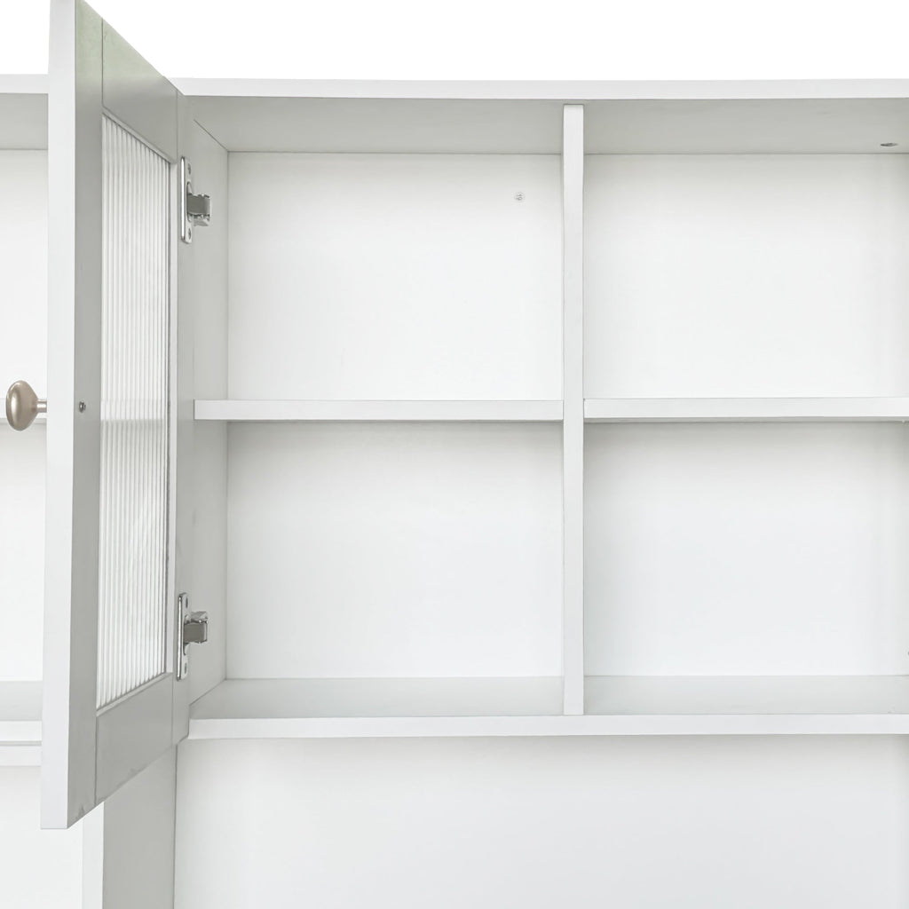 Computer Desk with glass door for Home Office or Study desk,  Bookshelf & Hutch, Computer Desk with 90 Degree Rotating Desktop,Large Working Space