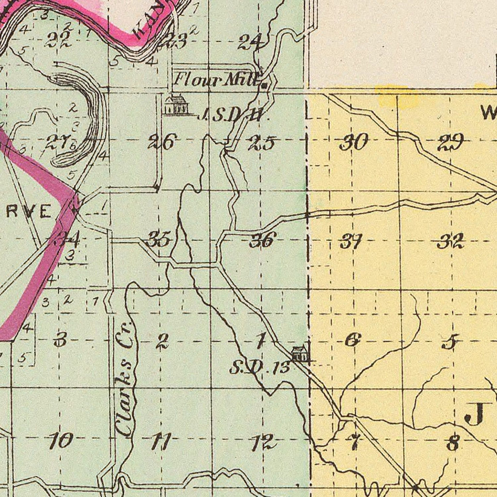 Vintage Map of Davis County, Kansas 1887