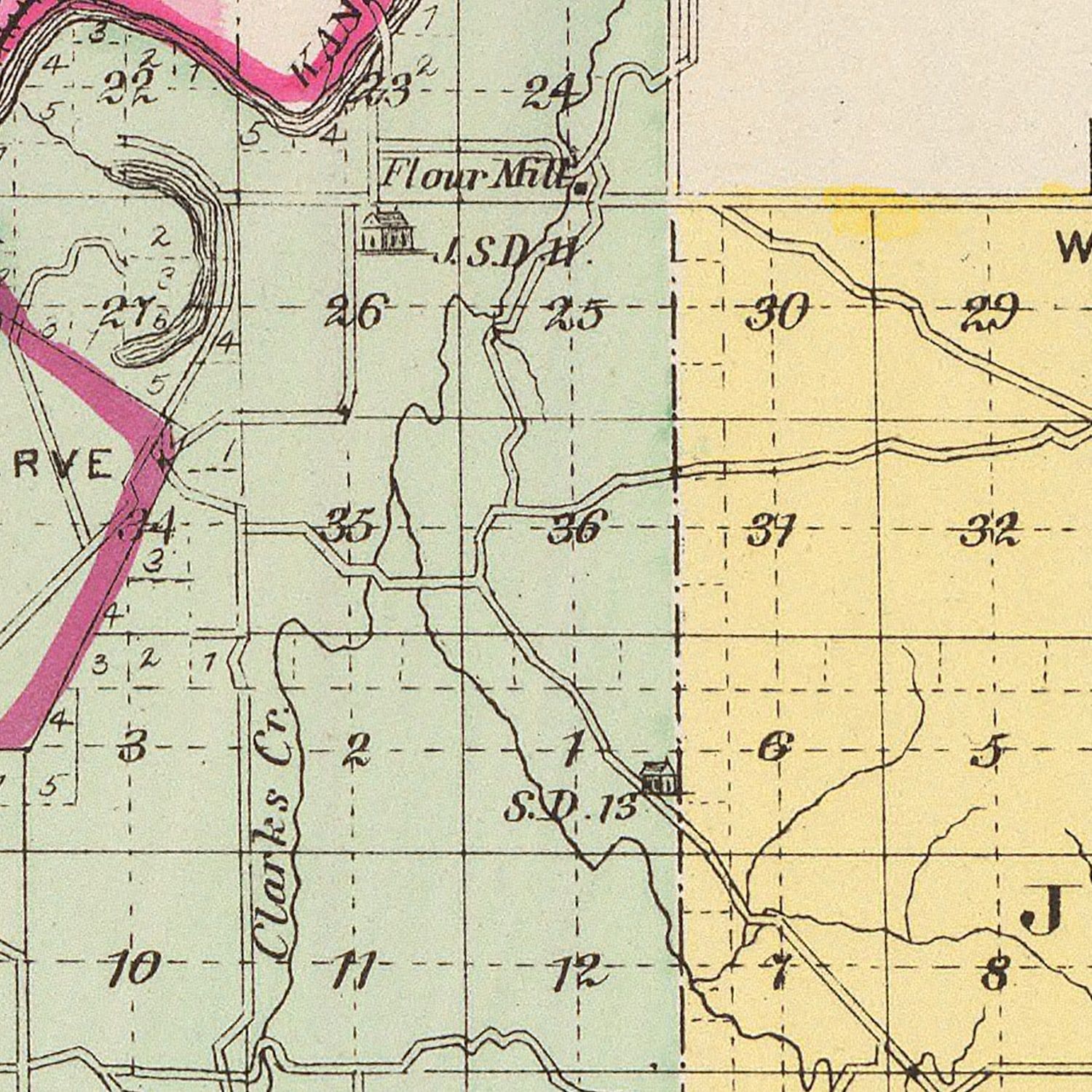 Vintage Map of Davis County, Kansas 1887