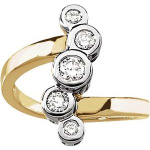 14K Two Tone 1/4 CTW Natural Diamond Right Hand Ring
