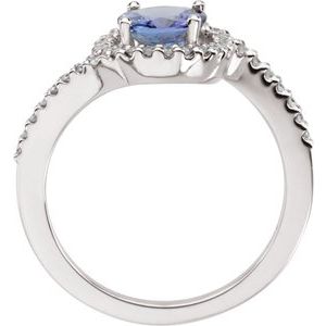 14K White Gold Natural Tanazanite & 1/5 CTW Natural Diamond Ring