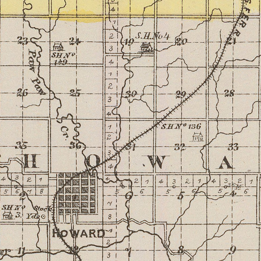 Vintage Map of Elk County, Kansas 1887