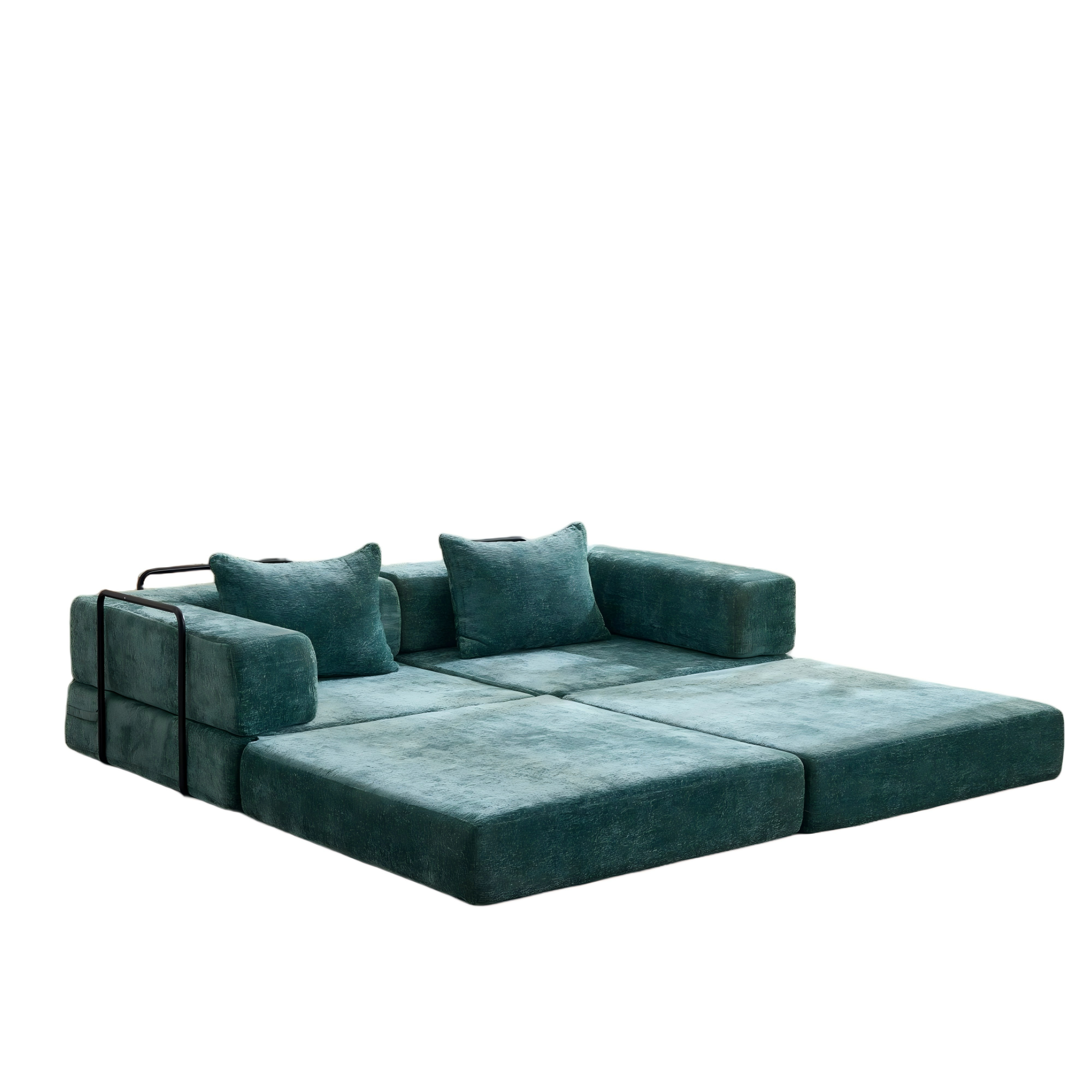 Compression Sofa,Convertible Floor Sofa Bed with Fixed-Shape Frame, Loveseats Boneless Modular Sectional Sofa,No Assembly Required,Chenille fabric,for Living Room Bedroom,Dark Green