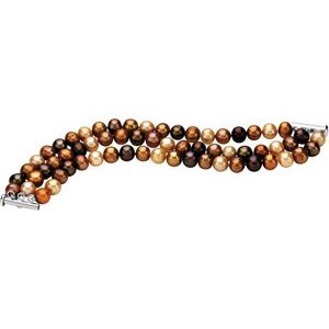 Sterling Silver Cultured Chocolate Freshwater Pearl 3-Strand 7 1/4" Bracelet