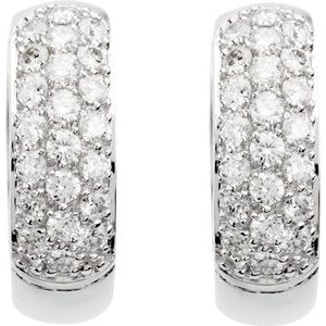 14K White Gold 7/8 CTW Lab-Grown Diamond Hoop Earrings