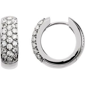 14K White Gold 7/8 CTW Lab-Grown Diamond Hoop Earrings