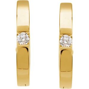 14K Yellow Gold .07 CTW Natural Diamond Hoop Earrings – image 2