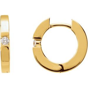 14K Yellow Gold .07 CTW Natural Diamond Hoop Earrings
