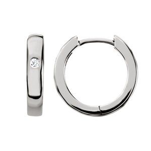 18K White Gold .04 CTW Natural Diamond 13 mm Hoop Earrings